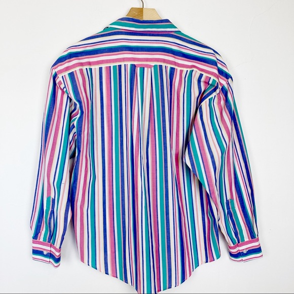 Vintage 90s striped multi colour button down shirt - Picture 5 of 10